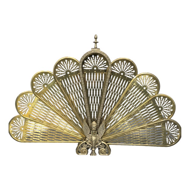 Brass Peacock Fire Screen, 1920s For Sale