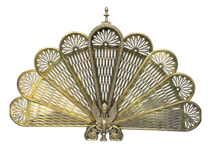 Brass Peacock Fire Screen, 1920s