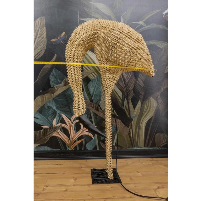 Mid-Century Modern Life-Size Rattan Bird Sculpture Floor Lamp, 1960s For Sale - Image 15 of 18