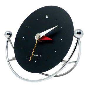 1980s Postmodern Chrome Rocking Desk Clock