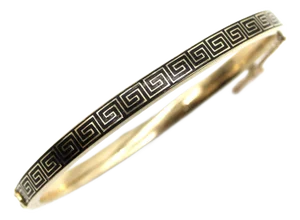 Victorian 14k Gold Enameled Greek Key Pattern Bracelet