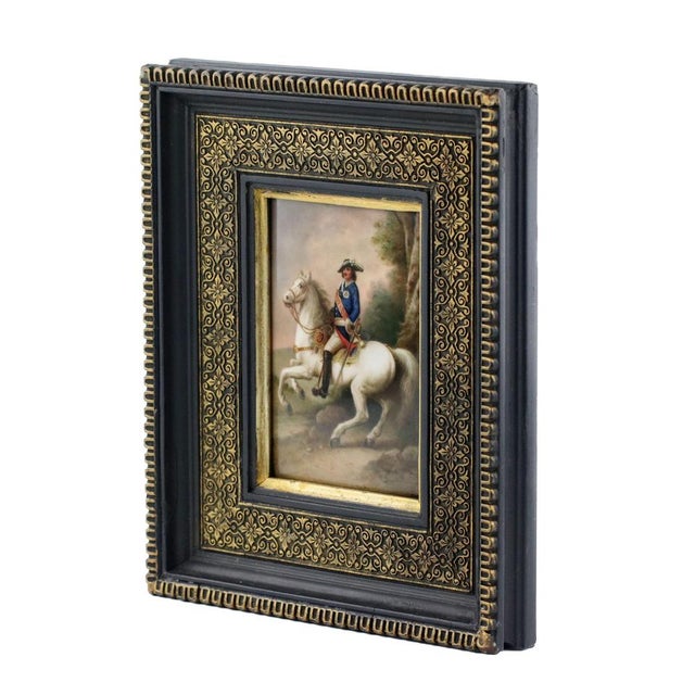 Portrait of an Equestrian Monarch. 19th Century, Painting on Porcelain For Sale - Image 3 of 6