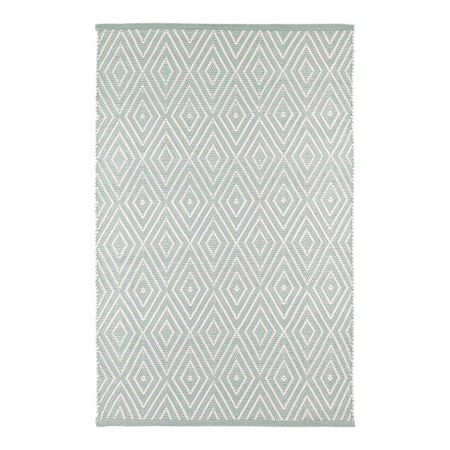 Dash & Albert by Annie Selke Diamond Light Blue/Ivory Indoor/Outdoor Rug, 9' 6" x 13' 6" For Sale