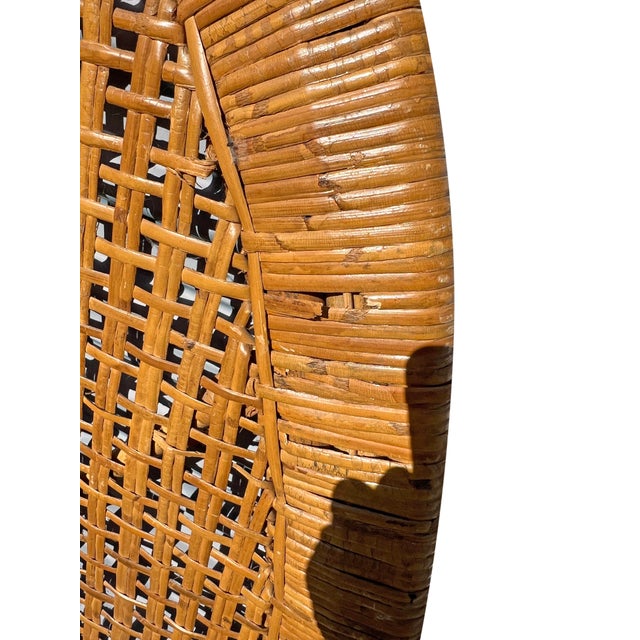 1970s Vintage Round Rattan Wicker Full Headboard in Coastal Boho Chic Modern Style For Sale - Image 5 of 5