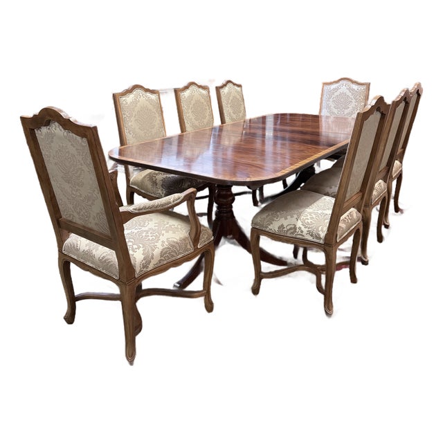 Elegant Ethan Allen Abbot Pedestal Dining Set For Sale