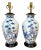 Pair Chinese Canton Style Blue and White Palm Tree Porcelain Vases, Now as Lamps For Sale