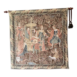 Vintage Aubusson Style Tapestry With Medieval Design