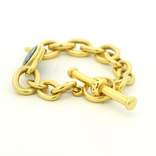 Gold 1990s Vahe Naltchayan 18k Gold Onyx and Carnelian Intaglio Bracelet For Sale - Image 8 of 18