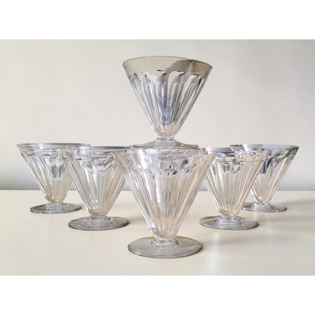 Vintage Crystal Water Glasses with Rex Pattern from Baccarat, 1920s, Set of 7 For Sale - Image 3 of 9