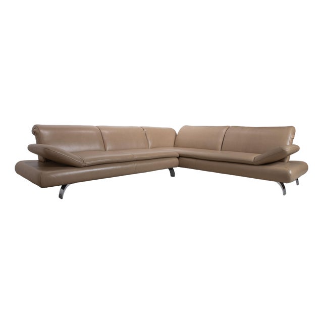 Light Brown Leather Rodrigo Corner Sofa with Manual Function from Contur For Sale