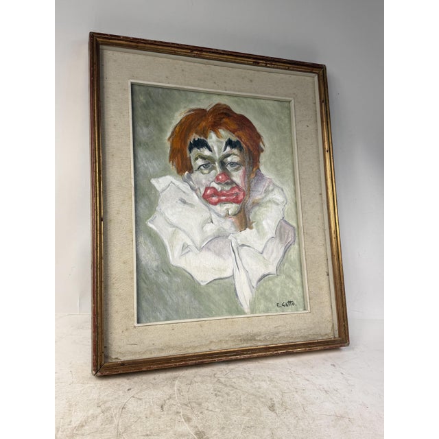 E. Gatto, Clown, 1960s, Oil on Canvas, Framed For Sale - Image 3 of 6