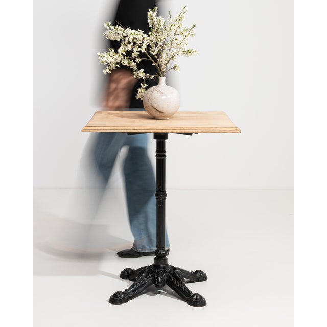 Cast Iron Bistro Table with Oak Top, Antique, France, 20th Century For Sale - Image 9 of 11