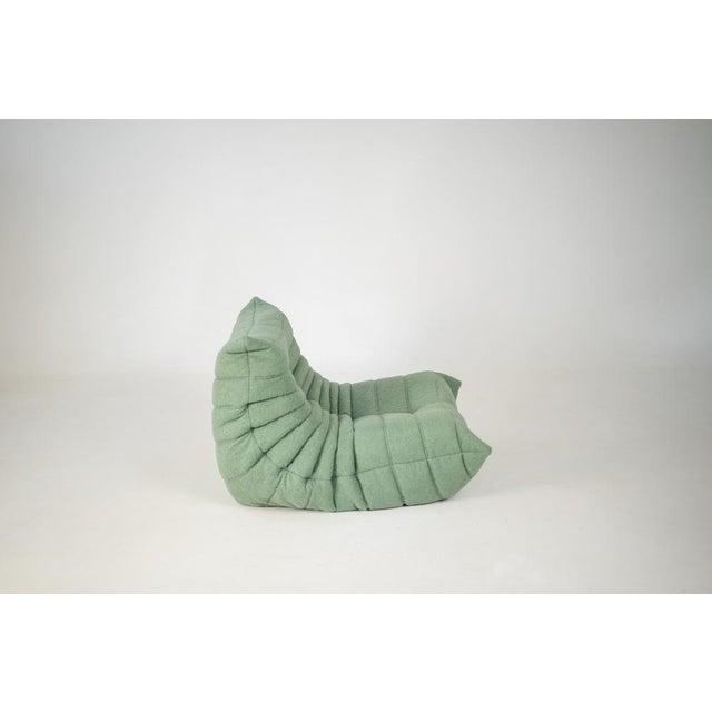 Set of Togo Lounge Chair and Pouf in Mint Bouclet Fabric by Michel Ducaroy for Ligne Roset, 1973 For Sale - Image 10 of 18