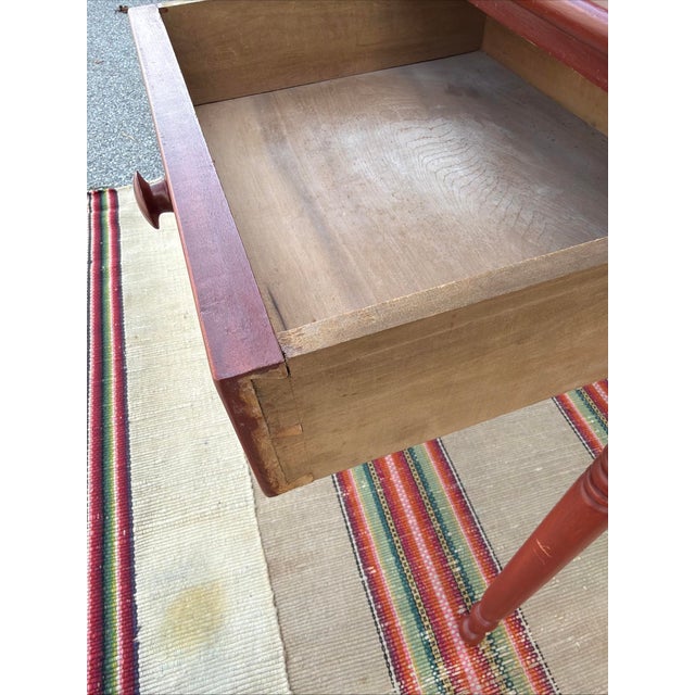 A Pennsylvania Turned Leg Red Wash Painted 1 Drawer Side Table, Circa 1840’s For Sale - Image 4 of 17