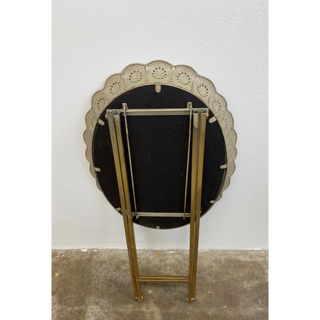 Gold Metal Oval Filigree Mirrored Folding Accent Table Chairish