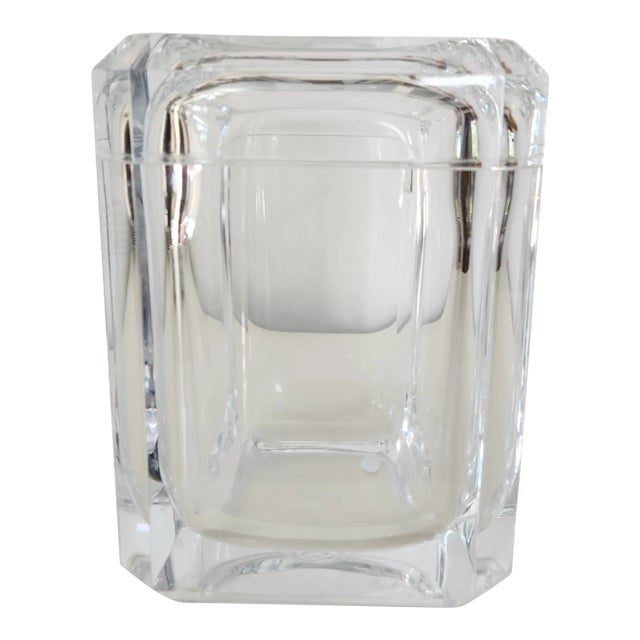 1990s Emerald Cut Lucite Ice Bucket For Sale