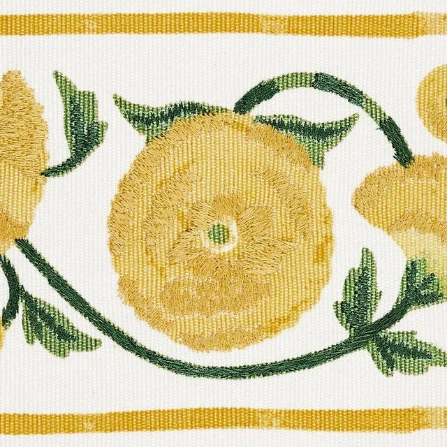 Indian Sample- Schumacher Saranda Flower Embroidery Tape in Marigold For Sale - Image 3 of 4
