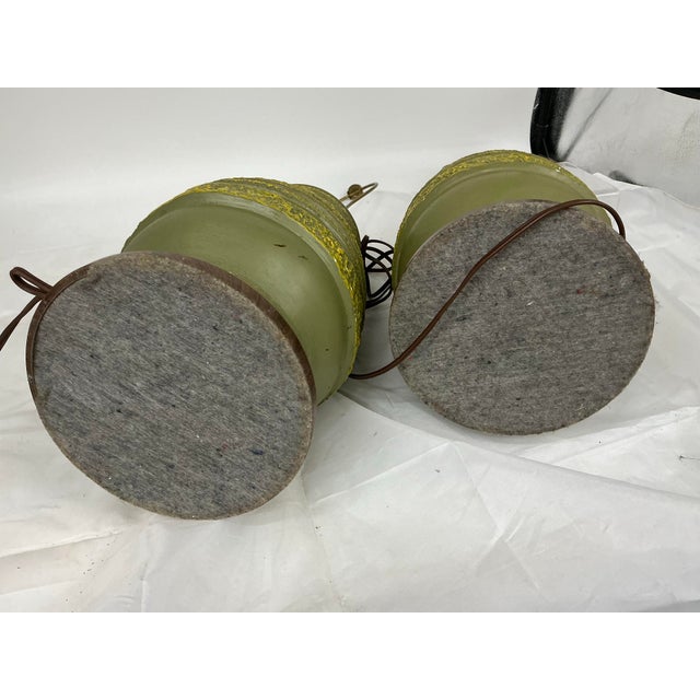 Pair of 1960s Vintage Ceramic Lamps by Plasto Mfg.Co With Original Shades For Sale - Image 12 of 12