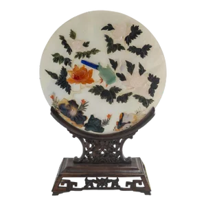 20th Century Chinese Decorative Chinoiserie Hardstone Table Screen