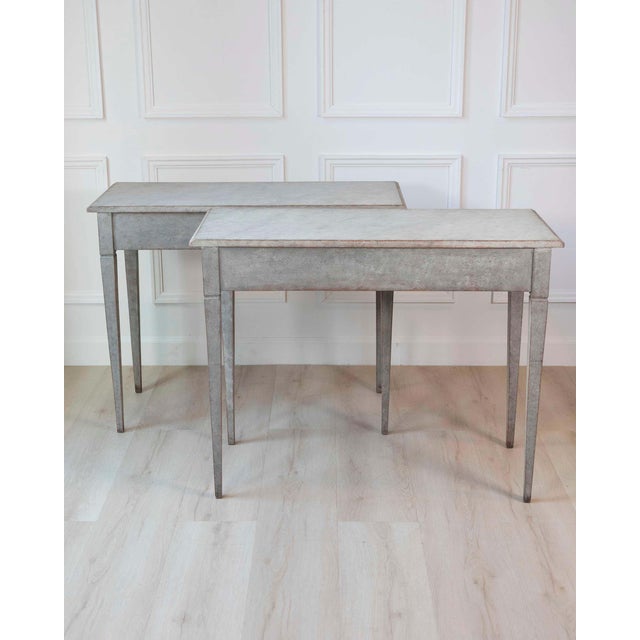 Pair of 19th Century Swedish Gustavian Painted Console Tables For Sale In Atlanta - Image 6 of 14
