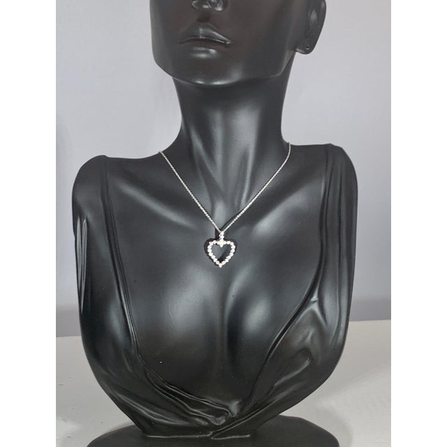 Transparent 1 Carat Diamond Heart Pendant/ Necklace 14 Karat White Gold with Chain For Sale - Image 8 of 18
