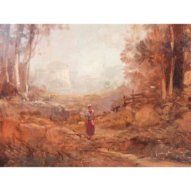 Oil painting signed g. Piacenza depicting an autumn landscape . In rich gilt frame . Origin italy period 1950s author the...