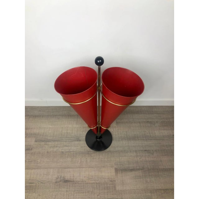 Metal & Brass Red Cone Umbrella Stand from Vitra, Italy, 1970s For Sale - Image 4 of 11