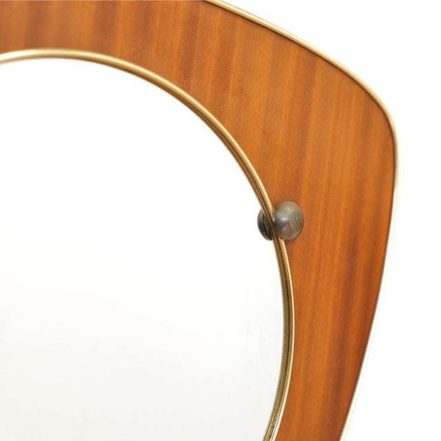 Mid Century Danish Teak & Brass Mirror For Sale In Los Angeles - Image 6 of 7