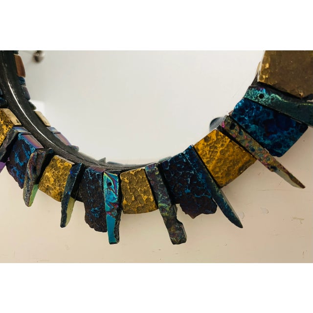 2000 - 2009 Fab Sunburst Mirrors Line Vautrine Style Agate Stone For Sale - Image 5 of 6