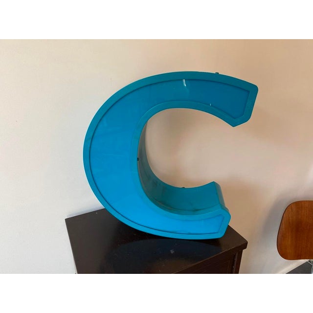 Letter C Sign in Aluminum and Acrylic Glass, 1970s For Sale - Image 12 of 13