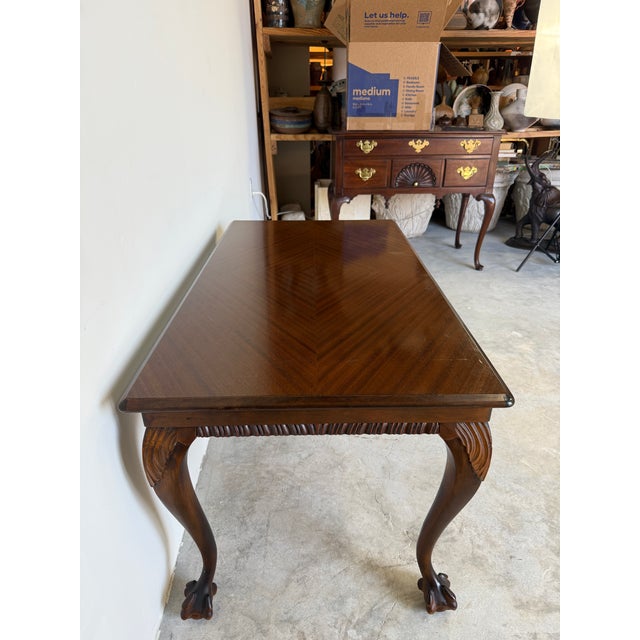Wood Vintage Georgian Style Carved Mahogany Wood Coffee Table With Claw Feet For Sale - Image 7 of 18