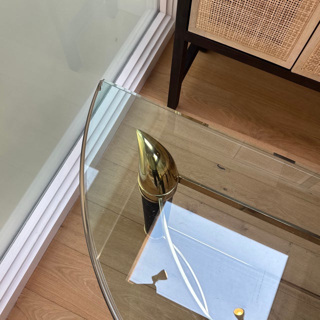 1970s Italian Brass and Glass Console Table With Faux Rope and Tusk Detail Attributed to Renato Zevi For Sale - Image 11 of 12