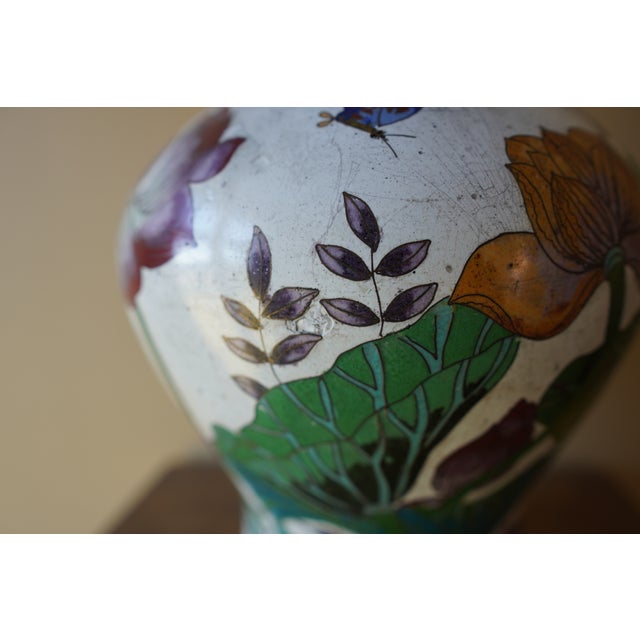 Vintage Porcelain Flower Tall Vase For Sale - Image 9 of 13