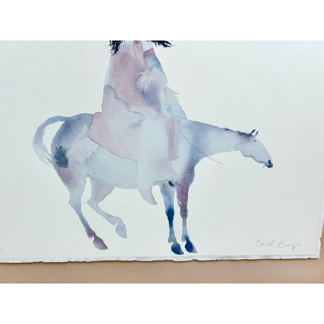 1970s Vintage Original Signed Carol Grigg Water Color “Earth Healer” on Horseback For Sale In Denver - Image 6 of 12