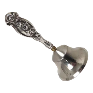 Antique Art Nouveau Motif Sterling Silver Handle & Nickle Plated Bronze Dinner Bell