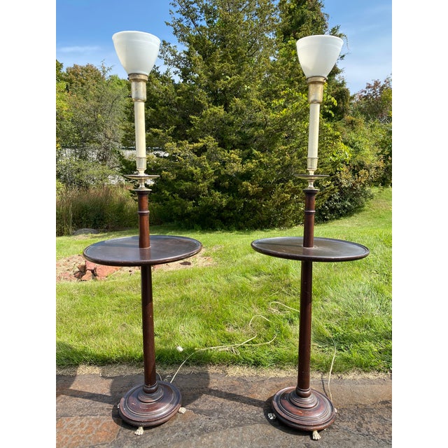 English English Regency Floor Lamps with Tables - a Pair For Sale - Image 3 of 11