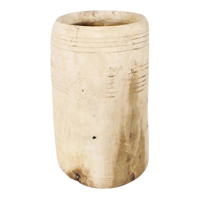 Old Sun Bleached Wood Butter Pot For Sale