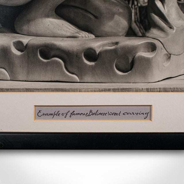 Glass Vintage Photograph of Balinese Wood Carving, Oriental, Monochrome, Mid Century For Sale - Image 7 of 8