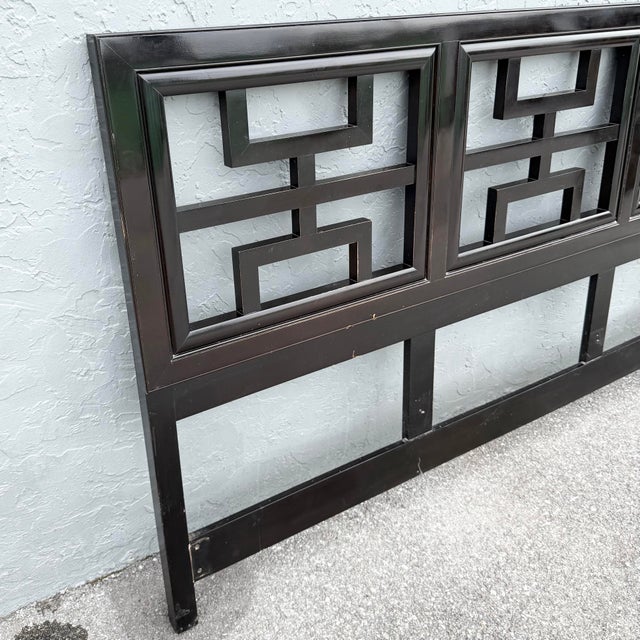 Century Furniture Vintage Chinoiserie Black King Size Headboard by Century For Sale - Image 4 of 6