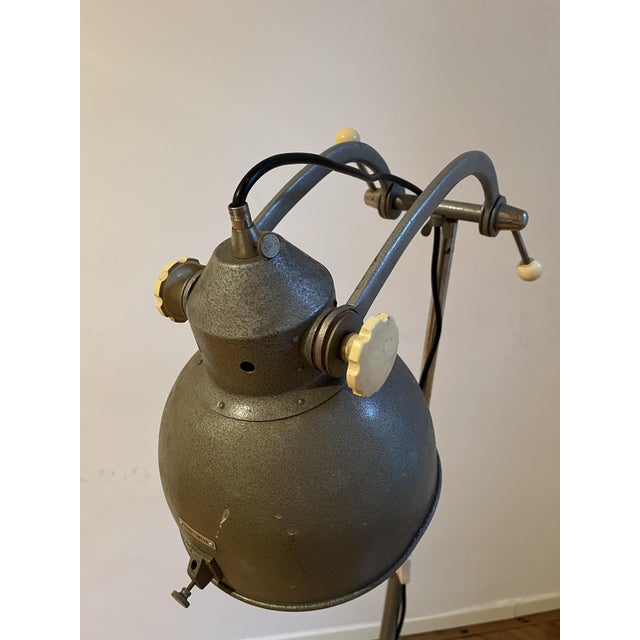 Vintage Industrial Floor Lamp on Tripod Base from Bundeswehr, 1960s For Sale - Image 10 of 14