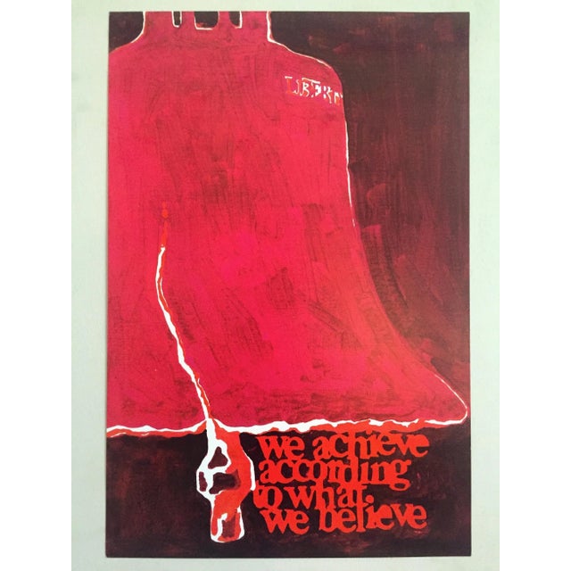 Vintage 1973 Mid Century Modern Lithograph Print Poster " We Achieve According to What We Believe " For Sale In Kansas City - Image 6 of 8