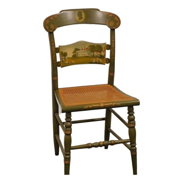 Hitchcock 1974 Limited Edition Edward Keith Hand Painted Side Chair - George Washington's Mount Vernon For Sale