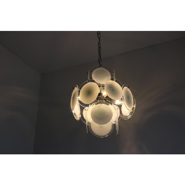 Vintage Italian Murano Glass Disc Chandelier attributed to Gino Vistosi, 1970s For Sale - Image 6 of 16