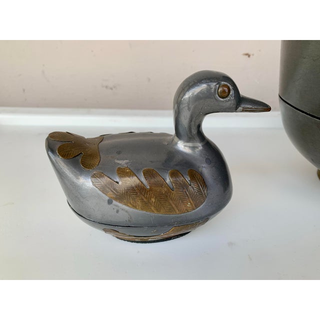 Vintage Pewter & Brass Duck Trinket Boxes -2 For Sale - Image 4 of 11