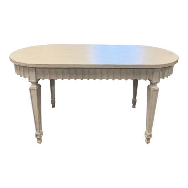 Oka Rufflen Chalk Oval Dining Table For Sale