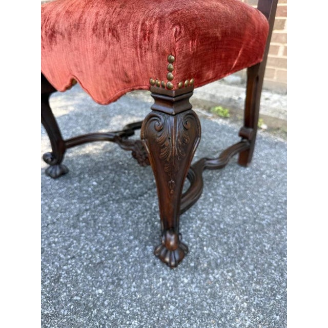 Pair of Antique Anglo-Dutch 19th Century Walnut Carved High Back Hall Chairs For Sale In Washington DC - Image 6 of 12