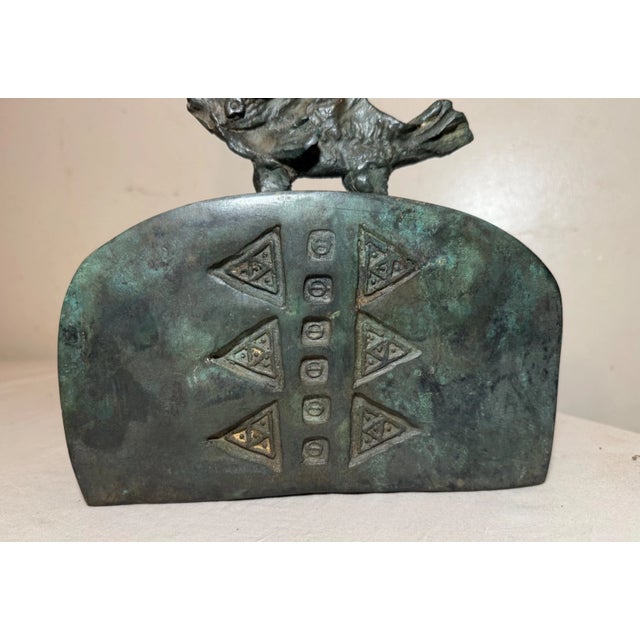 Art Deco Share Large Antique Patinated Bronze Modernist Sculpture Figural Fish Dresser Box For Sale - Image 3 of 16