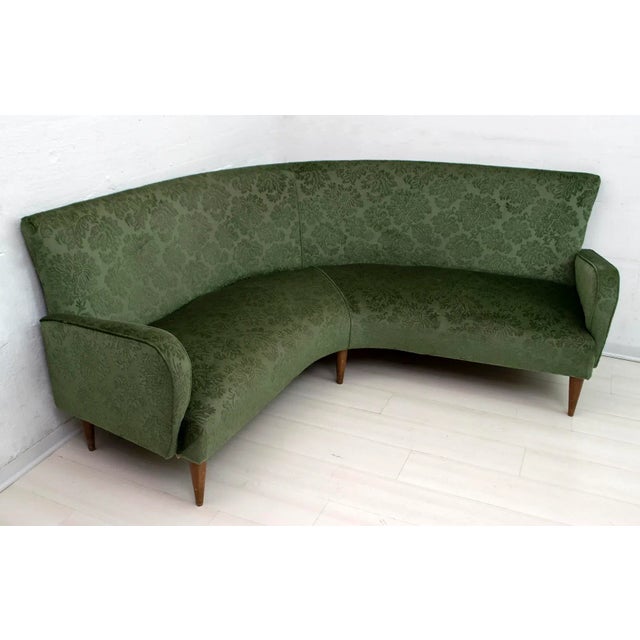 Wood Mid-Century Italian Velvet & Damask Sofa, 1950s For Sale - Image 7 of 12