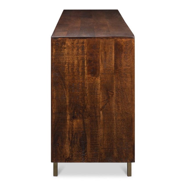 Wood Modern Parquetry Sideboard with Brass Legs For Sale - Image 7 of 11