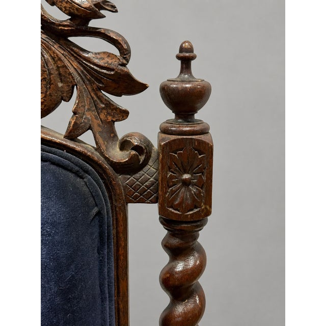 19th Century 19th Century Renaissance Revival Carved Lion Oak Arm Chair For Sale - Image 5 of 8